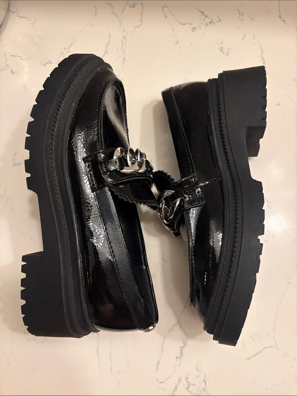 Vince Camuto Black Kids Dress Loafers with Gold Accent